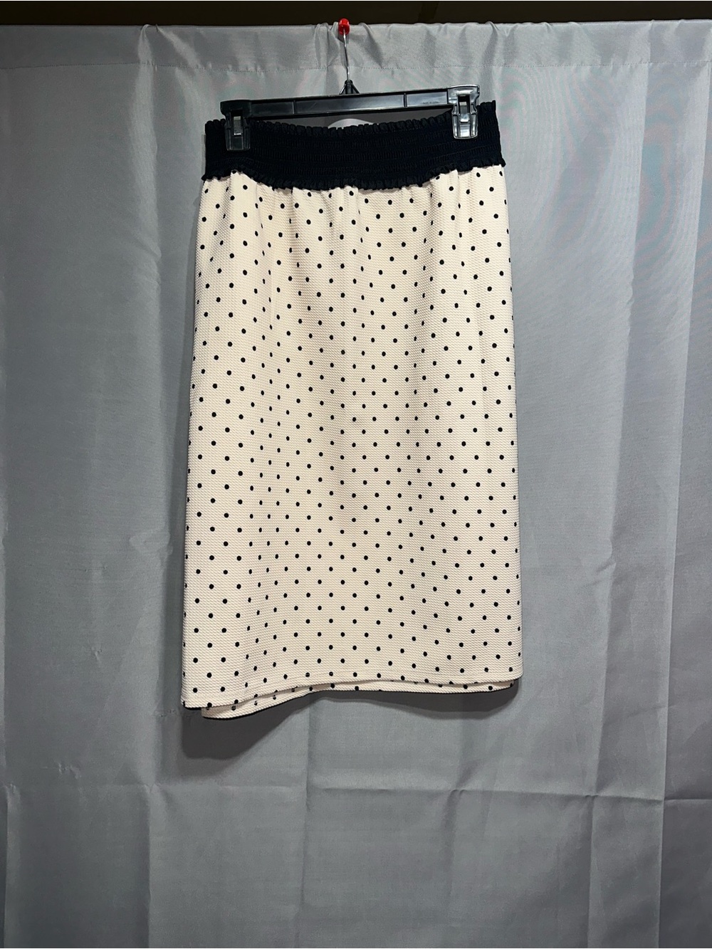 Metro Wear Cream Midi Skirt with Black Polka Dots